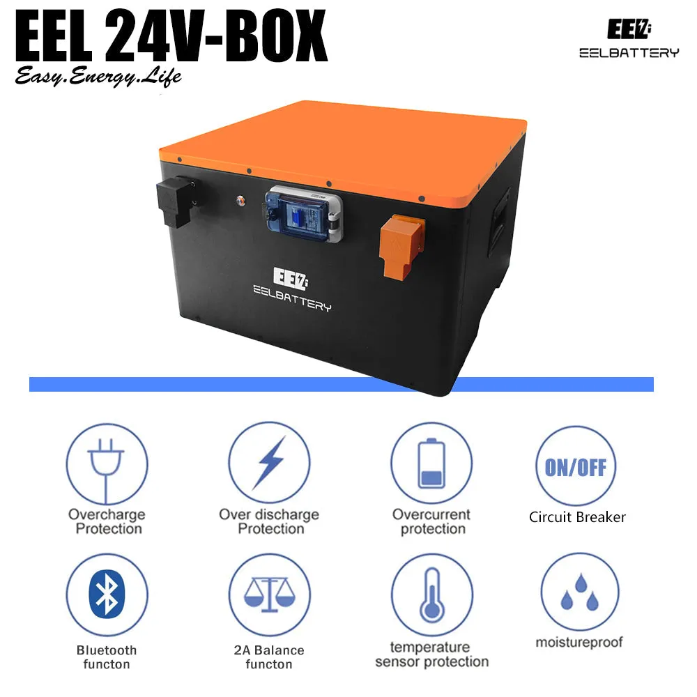 24V Battery Pack Lifepo4 with JK 200A Active Balance BMS for Solar Power,Golf Cart,RV,EV