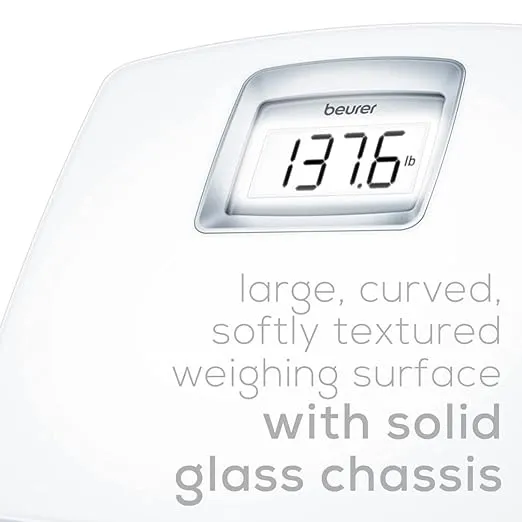 Beurer PS25 Digital Bathroom Scale for Body Weight – 400lb Weight Capacity, Auto-Calibrate, XL Backlit Display – Glass Weight Scale, Precise and Accurate Digital Scale, Body Scale