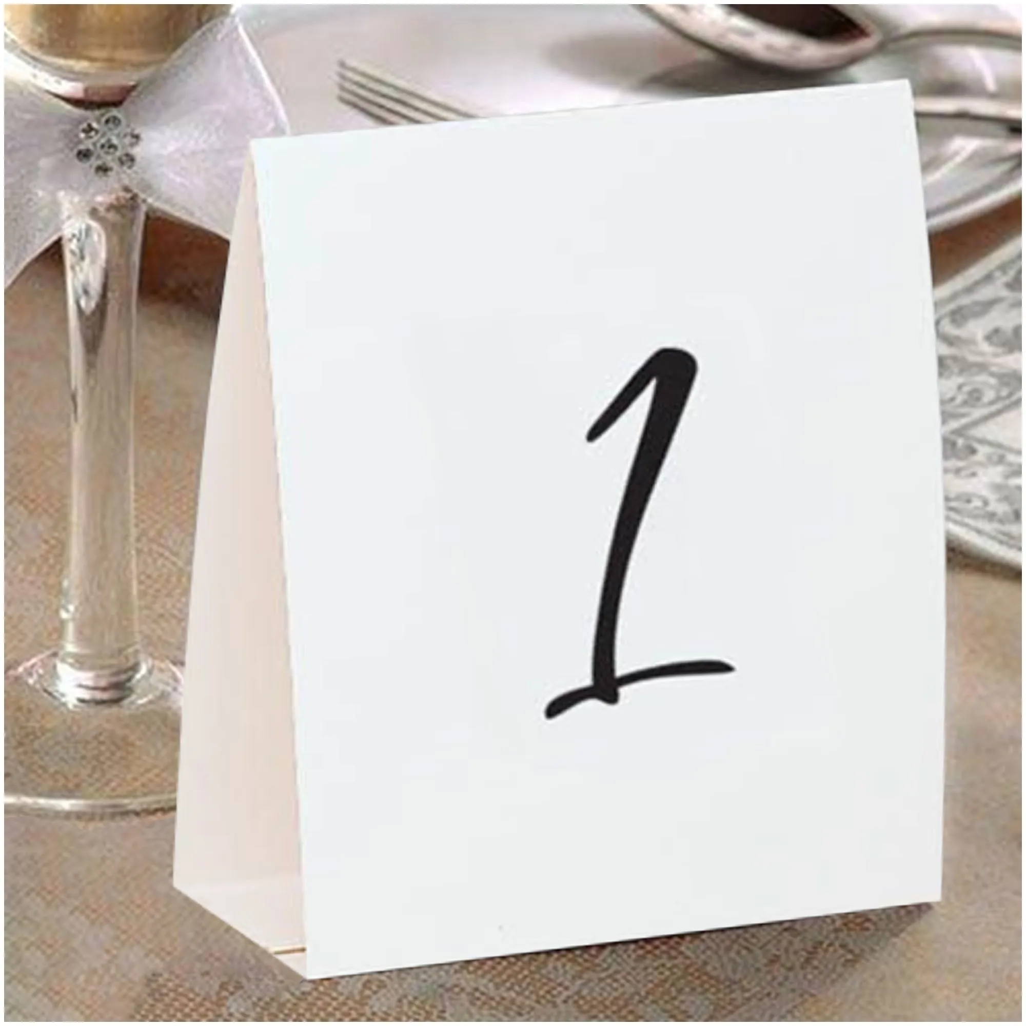 Black & White Table Number Tent Place Cards & Reserved Table Cards Set For 12 Tables