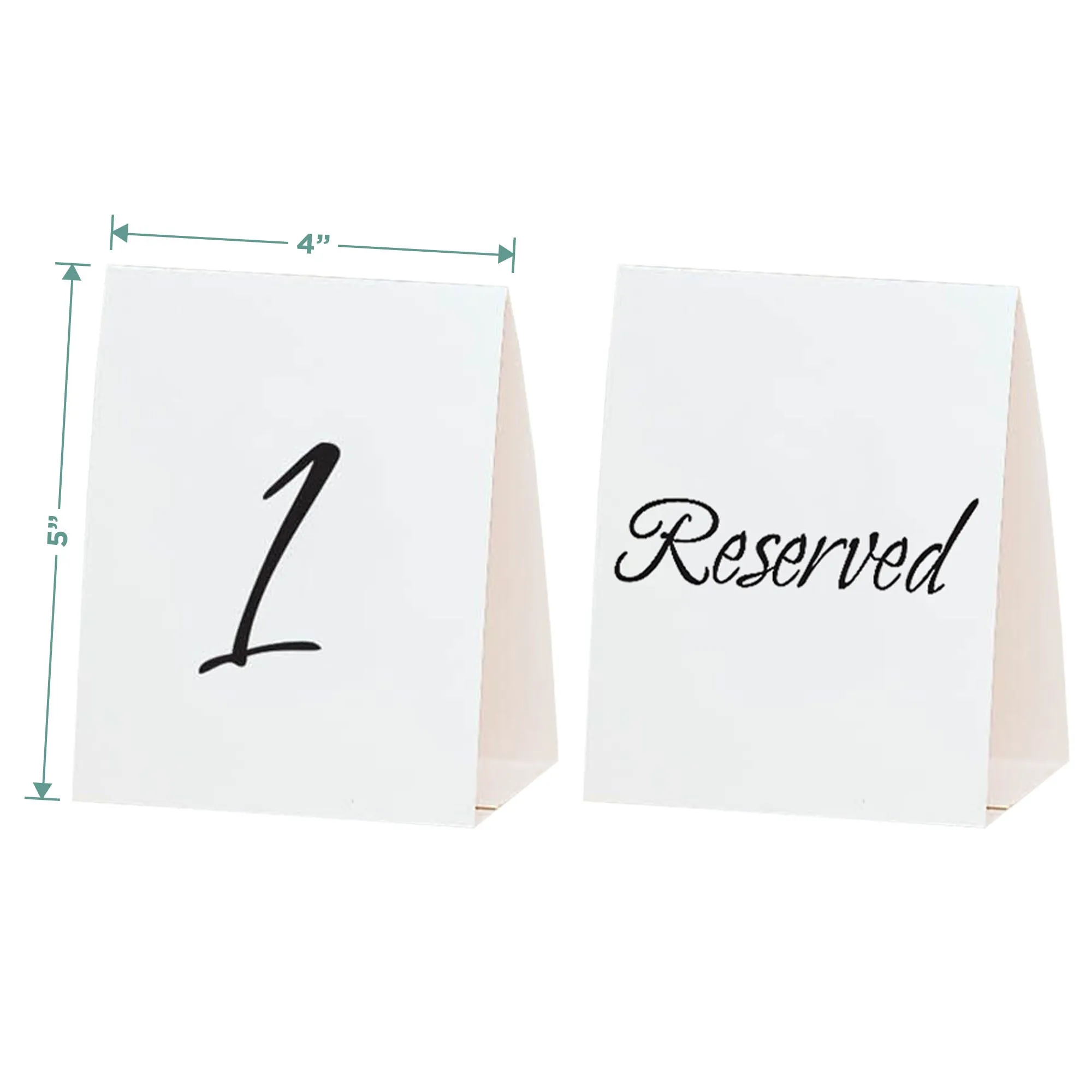 Black & White Table Number Tent Place Cards & Reserved Table Cards Set For 12 Tables