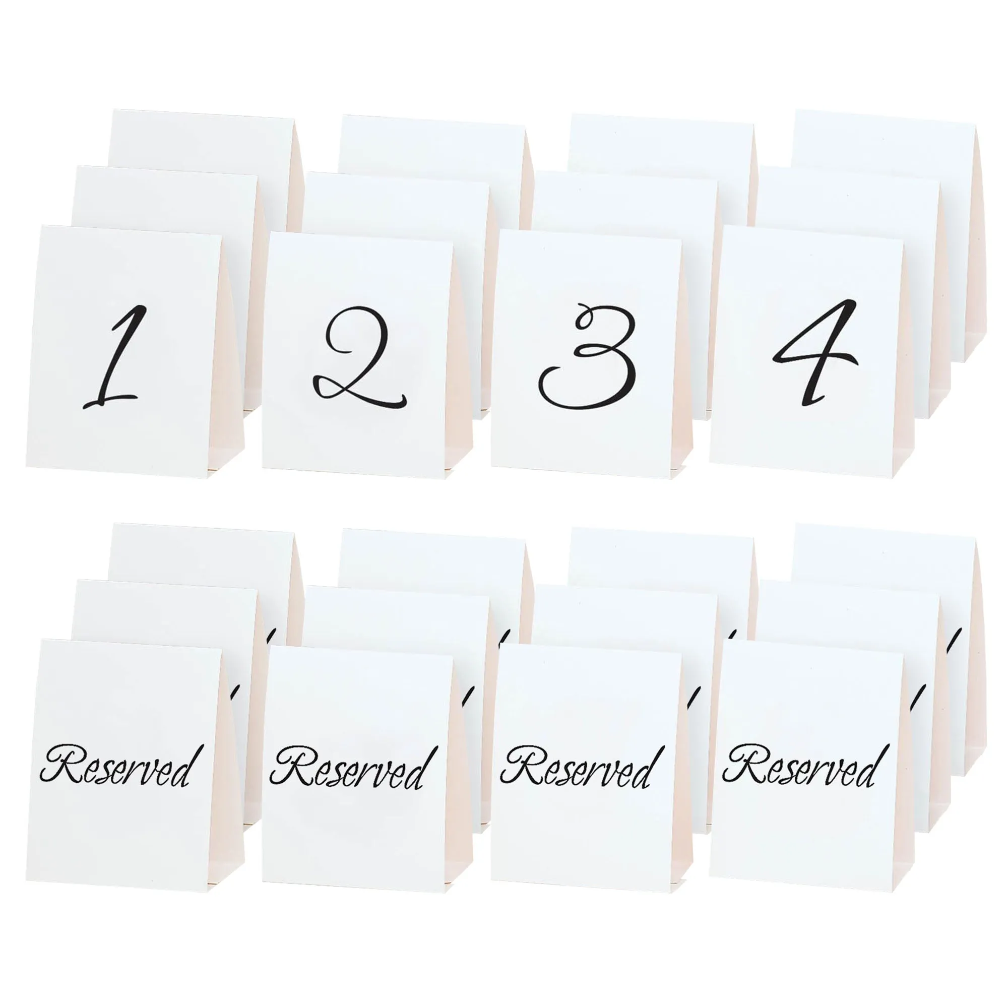 Black & White Table Number Tent Place Cards & Reserved Table Cards Set For 12 Tables