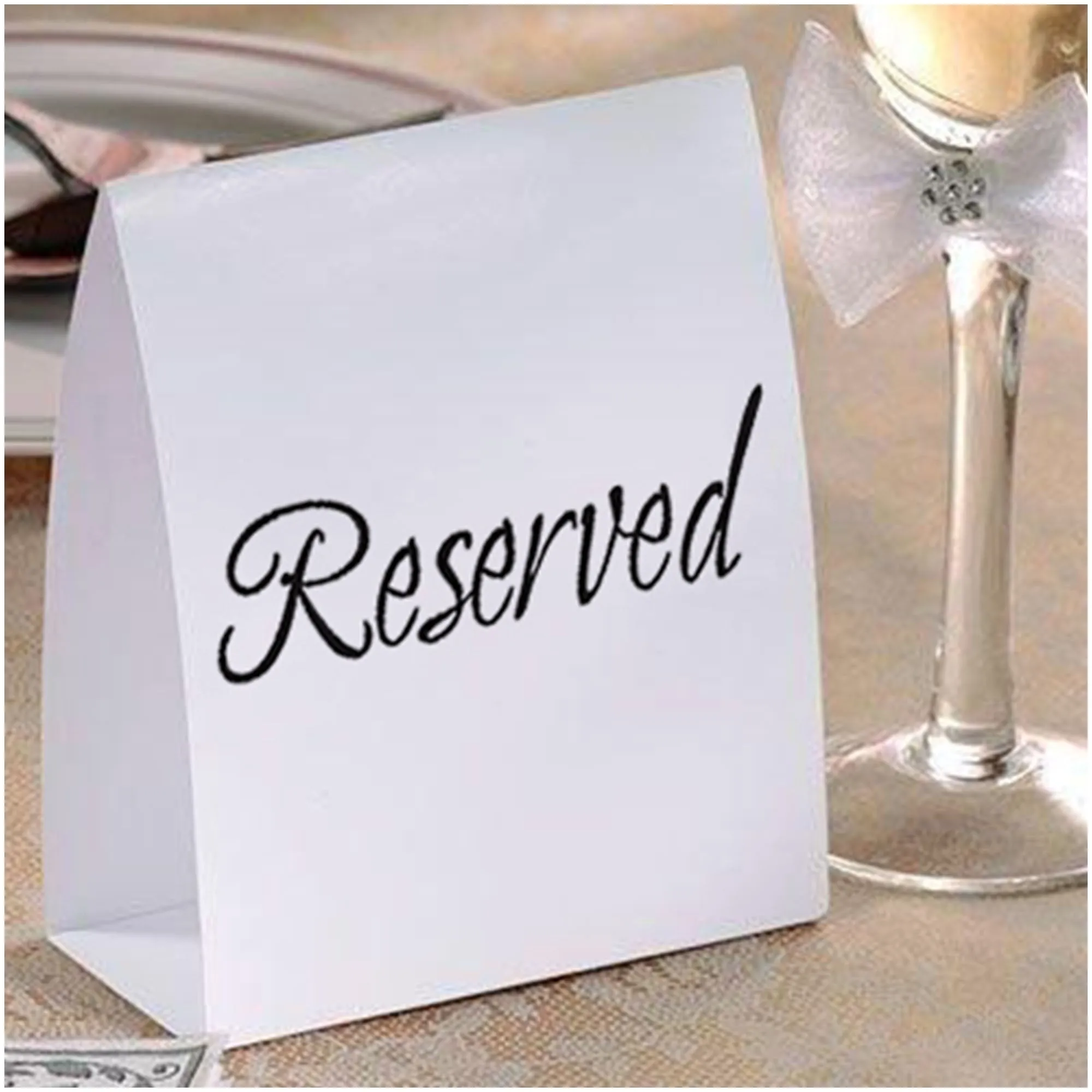 Black & White Table Number Tent Place Cards & Reserved Table Cards Set For 12 Tables