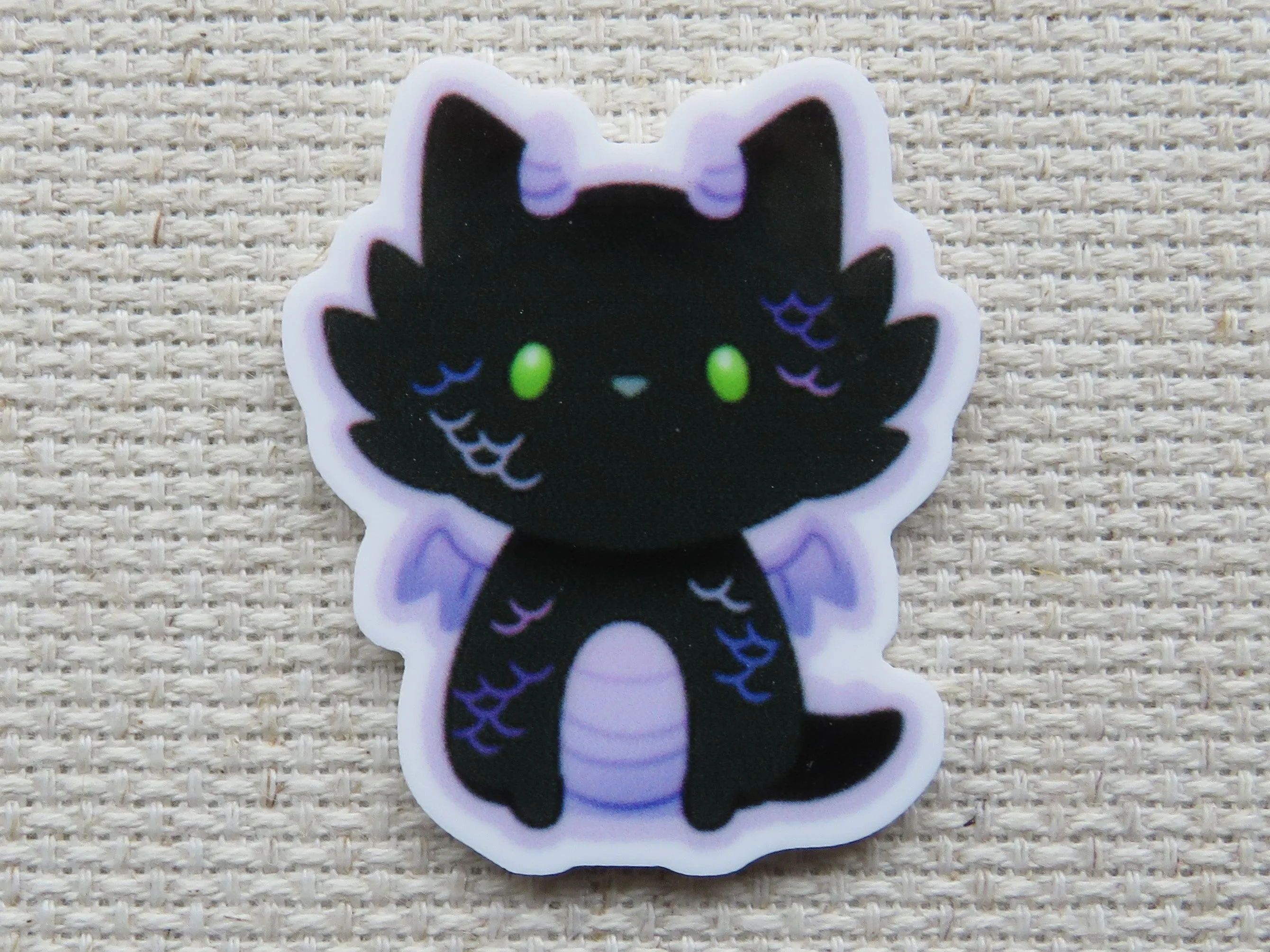 Black Dragon Kitty Needle Minder, Cover Minder, Magnet