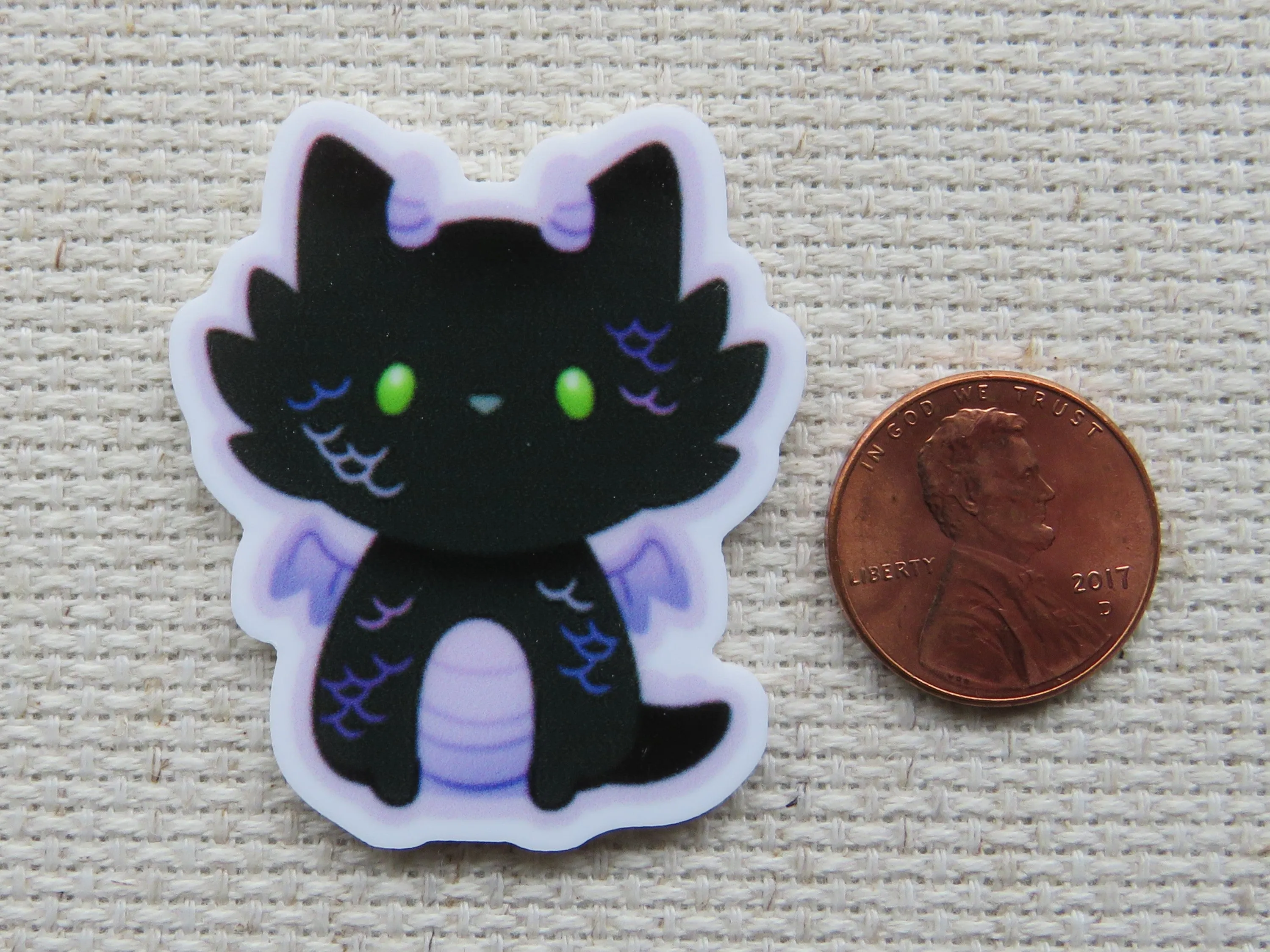 Black Dragon Kitty Needle Minder, Cover Minder, Magnet