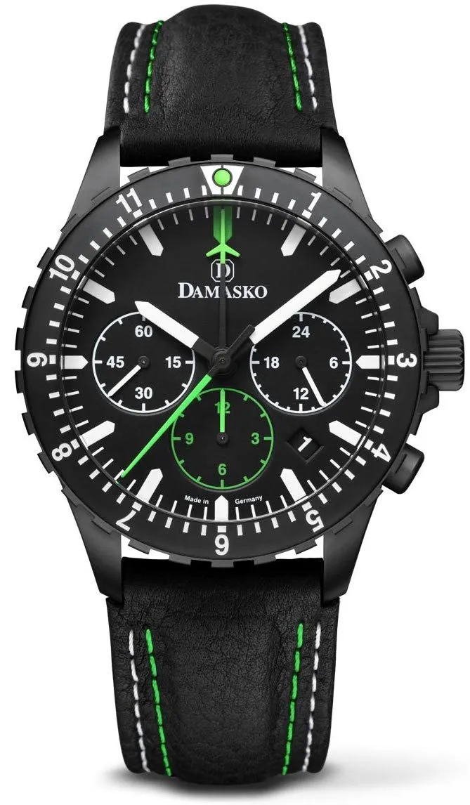 DAM Watch DC86 Green Black Leather Pin