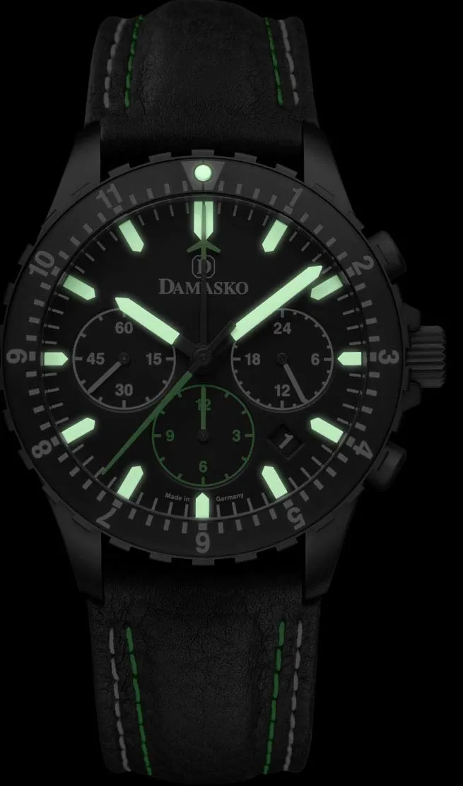 DAM Watch DC86 Green Black Leather Pin