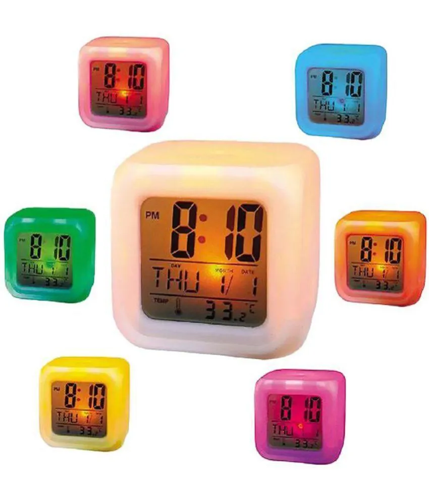 Digital 7 Color Change Alarm Clock & Thermometer Alarm Clock