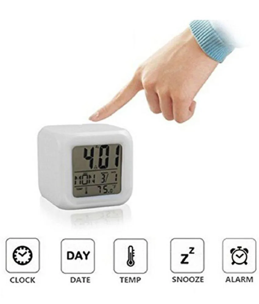 Digital 7 Color Change Alarm Clock & Thermometer Alarm Clock