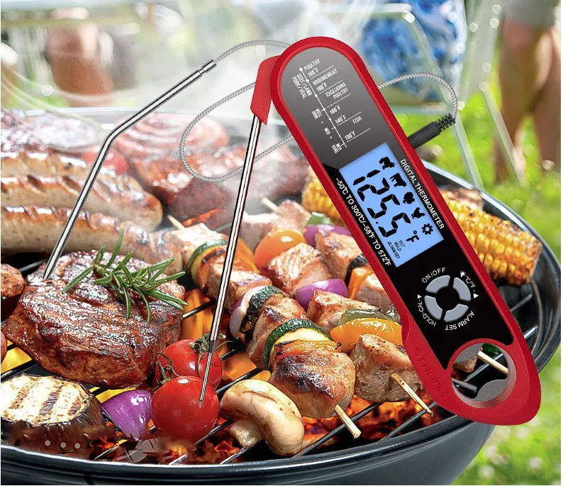 Double Probe Smart Oven Electronic Barbecue Thermometer Foldable Waterproof Household Food Cooking Thermometer