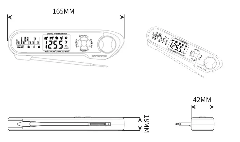 Double Probe Smart Oven Electronic Barbecue Thermometer Foldable Waterproof Household Food Cooking Thermometer