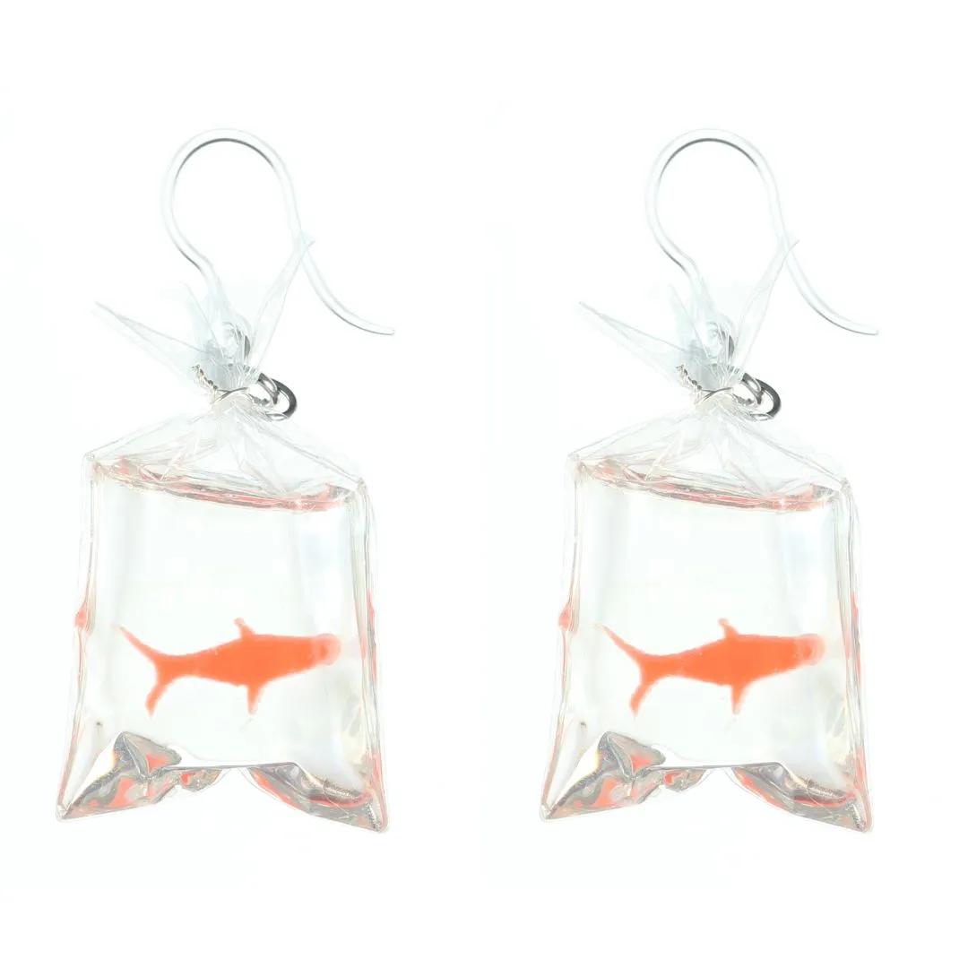 Exaggerated Fair Fish Dangles Hypoallergenic Earrings for Sensitive Ears Made with Plastic Posts