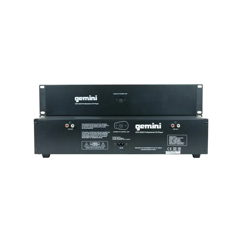 Gemini CDX-2250I Dual Rack Mount CD/USB Media Player, Blue Back Lit LED Display, Seamless Loop, Pitch Fader Control  /- 12%