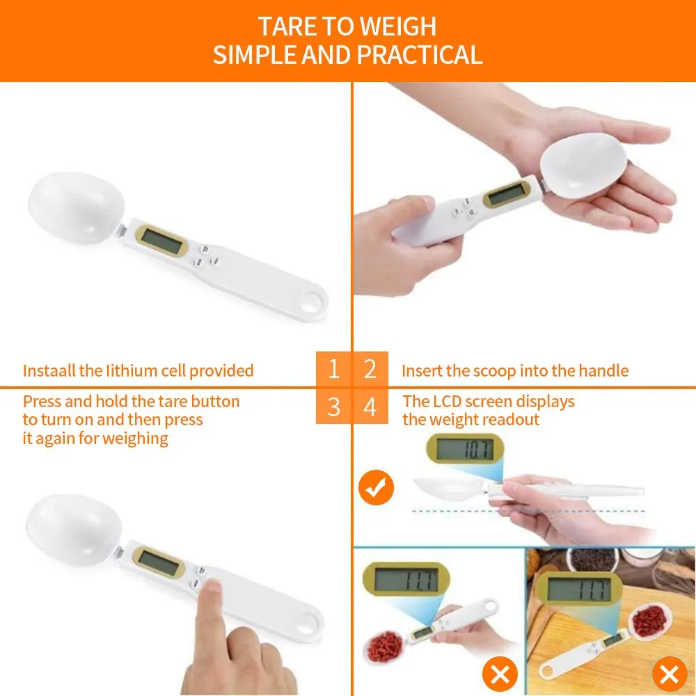 Kitchen Scales Measuring Cup 500g Baking Accessories LCD Display Electronic Digital Spoon Power