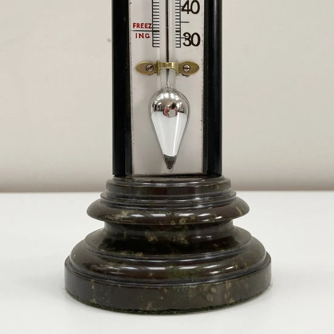 Large Victorian Desk Thermometer on Serpentine Base by Negretti & Zambra London