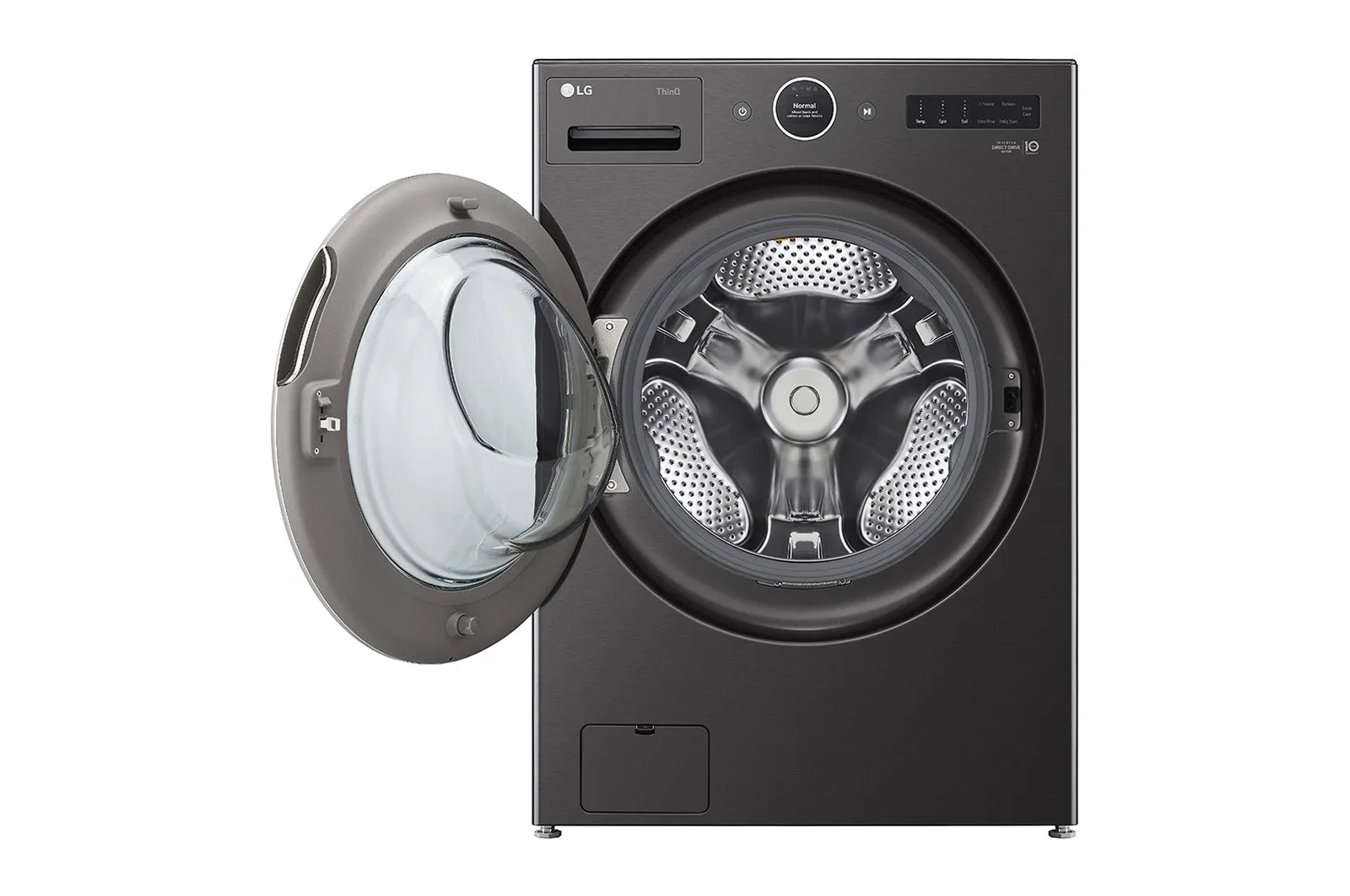 LG Black Steel 5.8 cu. ft. Front Load Washer with AI DD™ 2.0 and LCD Knob - WM6700HBA