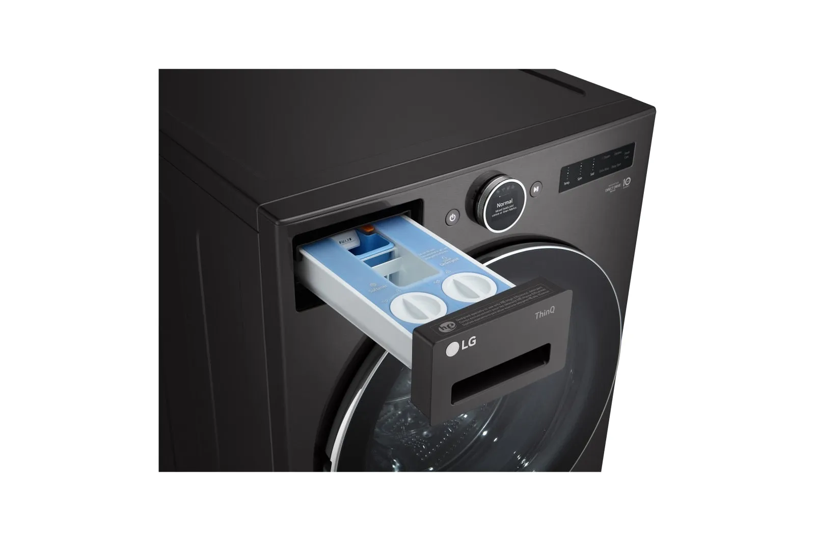 LG Black Steel 5.8 cu. ft. Front Load Washer with AI DD™ 2.0 and LCD Knob - WM6700HBA