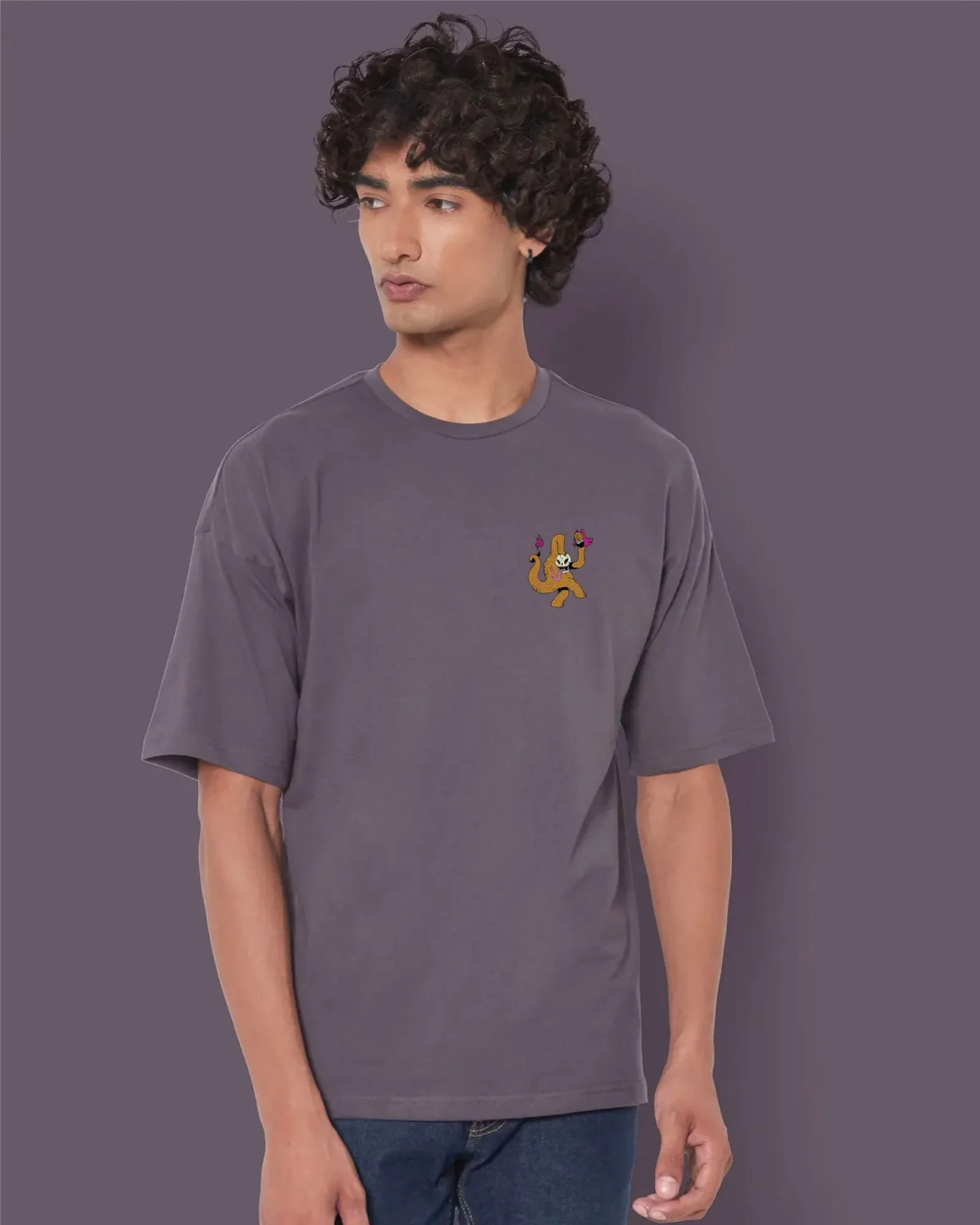 Loose Head Dragon Drop Shoulder Crew: Steel Grey