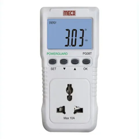 Meco PG08T 220V Powerguard Indian Plug Socket with Backlight Display