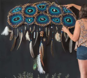 One of a kind extra large dreamcatcher custom stones, Handmade eco-friendly dreamcatcher nature wall tapestry meditation space, Protection