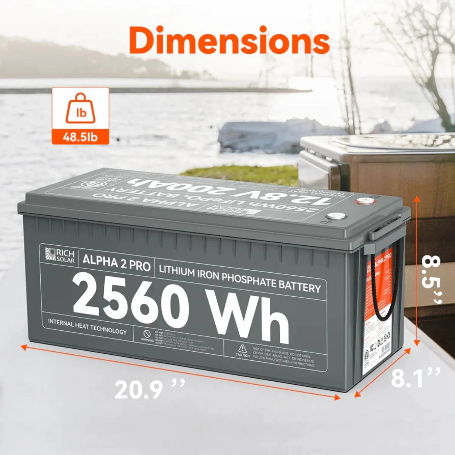 Rich Solar ALPHA 2 | 12V 200Ah LiFePO4 Battery | Internal Heating and Bluetooth Function