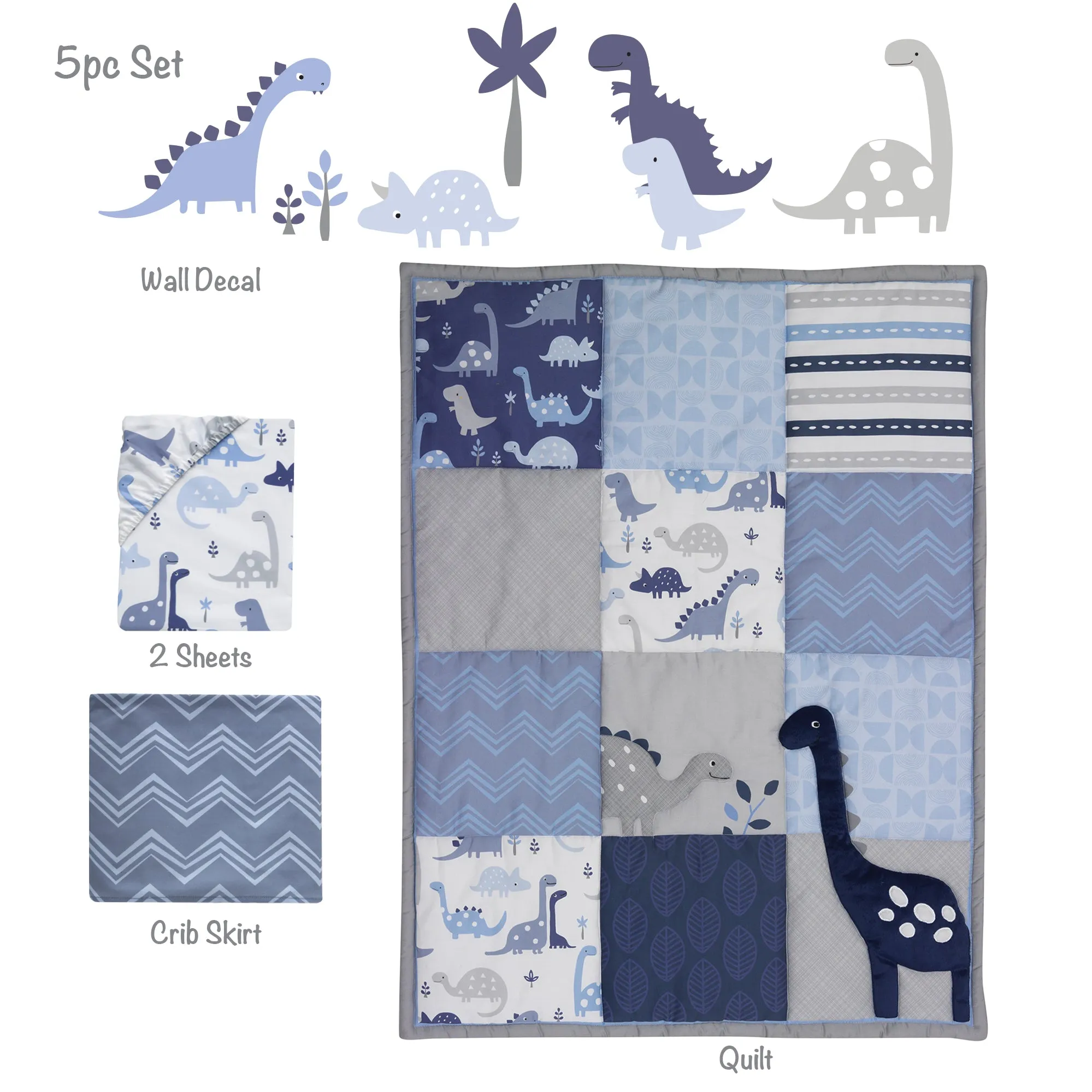 Roar 5-Piece Crib Bedding Set