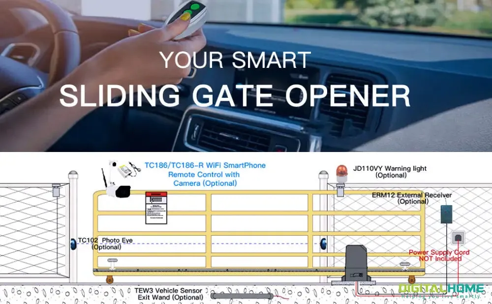 SGS100 Smart Motorized Sliding Gate Opener (Works with Alexa and Google Assistant)