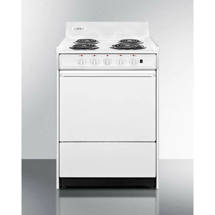 Summit 24 in. Wide Electric Coil Top Range with 4 Coil Elements, 2.92 cu. ft. Total Oven Capacity, Storage Drawer - WEM6171Q