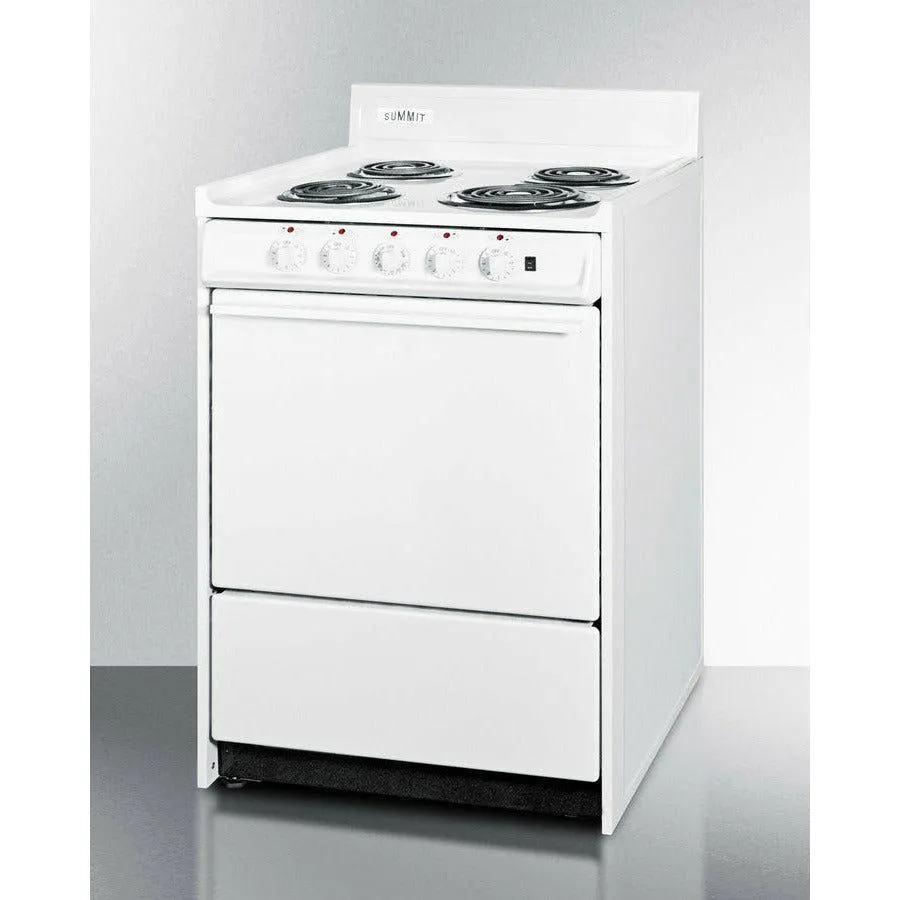 Summit 24 in. Wide Electric Coil Top Range with 4 Coil Elements, 2.92 cu. ft. Total Oven Capacity, Storage Drawer - WEM6171Q