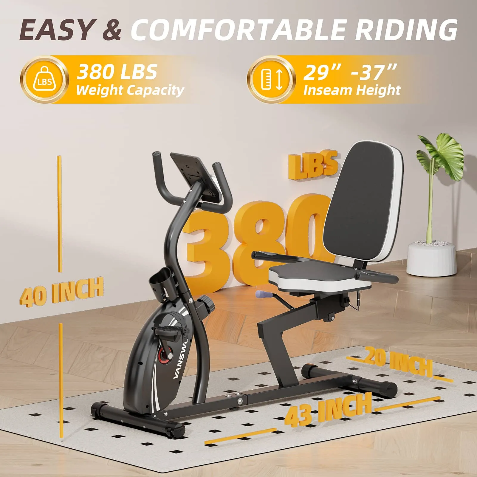 The Best Recumbent Bike With 16-Level (Silver) | Vanswe Fitness