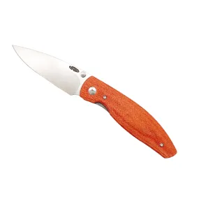 Three Rivers Mfg ATOM Linerlock 3.5" Tumbled CPM-MagnaCut - Autumn Orange Lizard Skin Micarta 3D Contoured Scales