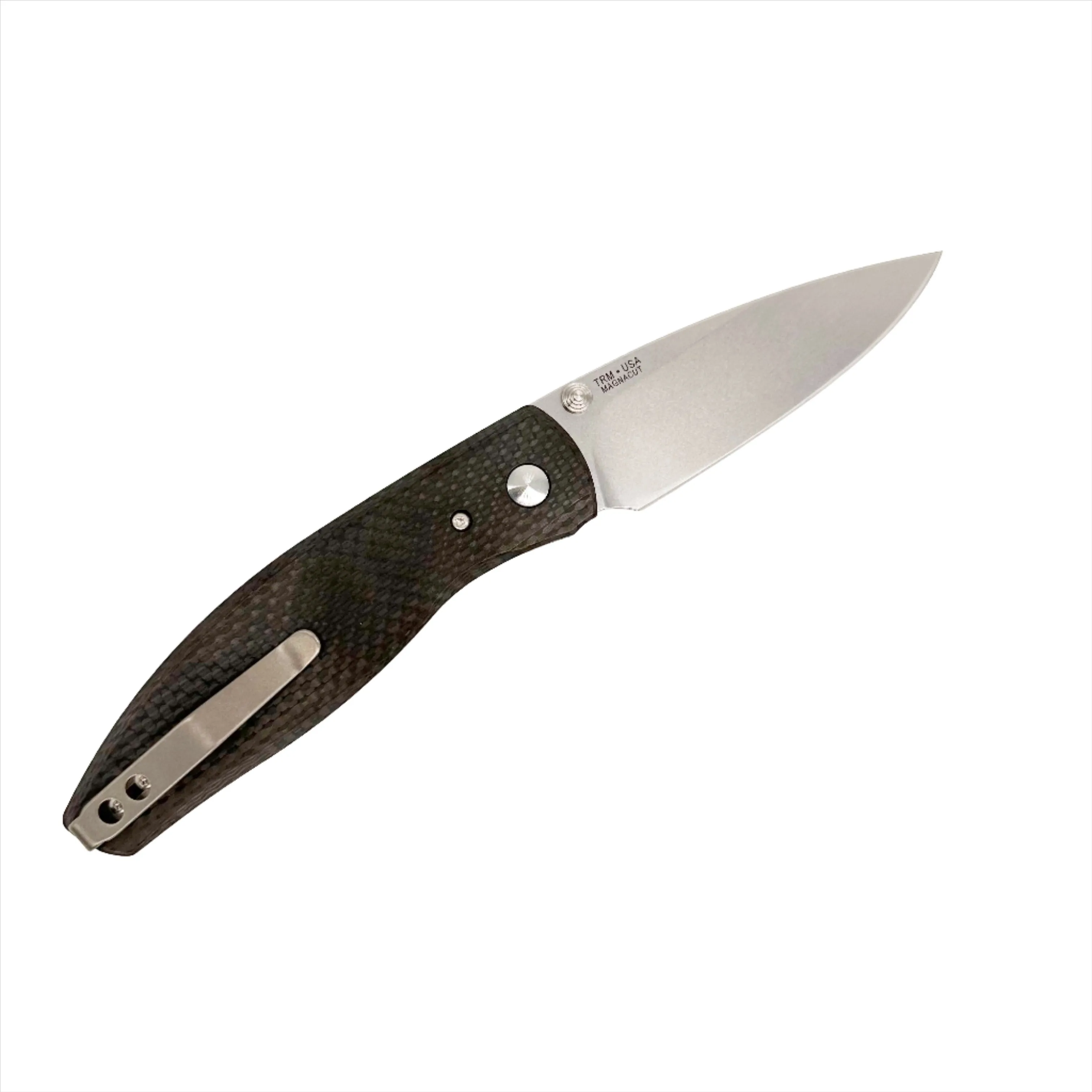 Three Rivers Mfg ATOM Linerlock 3.5" Tumbled CPM-MagnaCut Blade Matte Carbon Fiber