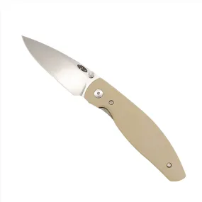 Three Rivers Mfg ATOM Linerlock 3.5" Tumbled CPM-MagnaCut Desert Sand G10 Lizard Skin Scales