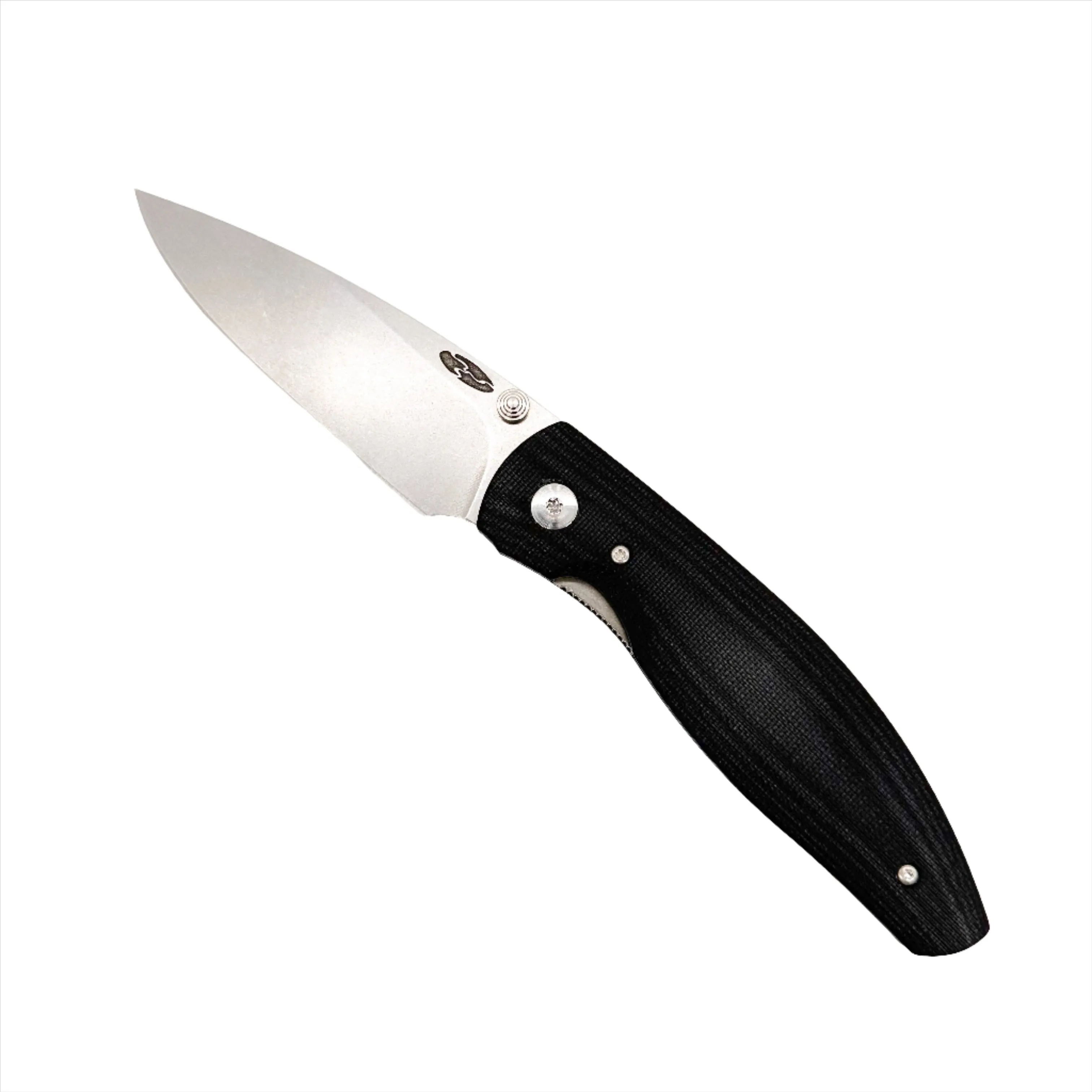 Three Rivers Mfg ATOM Linerlock 3.5" Tumbled CPM-MagnaCut Jet Black G10 3D Smooth Scales