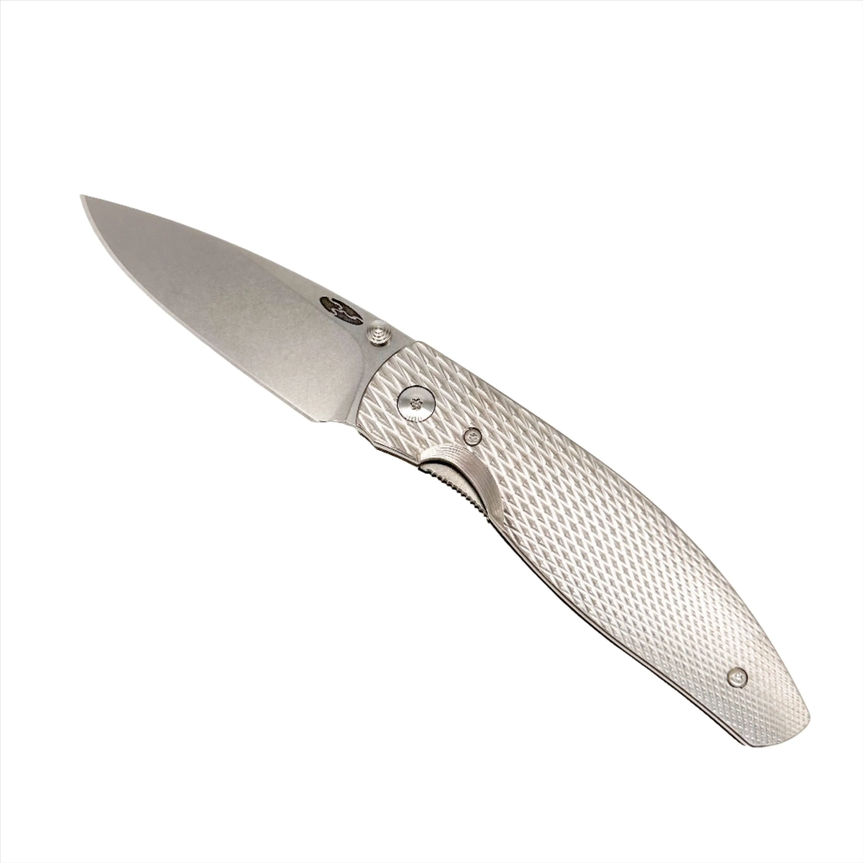 Three Rivers Mfg ATOM Linerlock 3.5" Tumbled CPM-MagnaCut Titanium 3D Contoured Scales Lizard Skin Scales